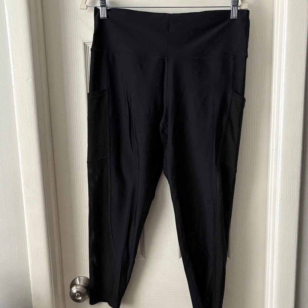 Aerie CHILL Women's High-Waisted pocket ankle Leggings mesh side leg panels XL